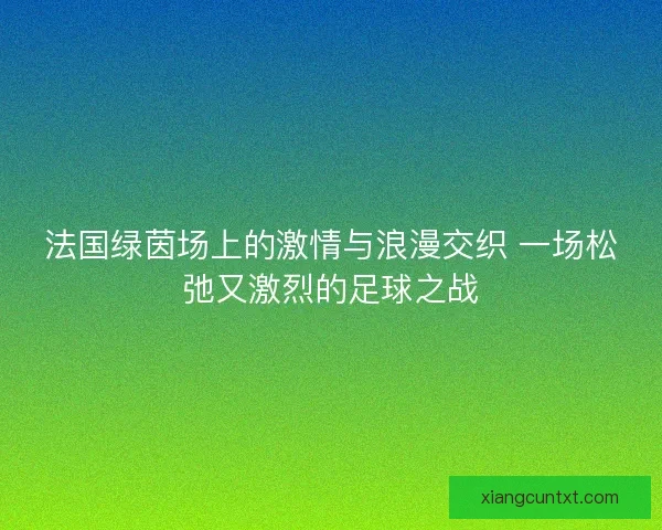 法国绿茵场上的激情与浪漫交织 一场松弛又激烈的足球之战