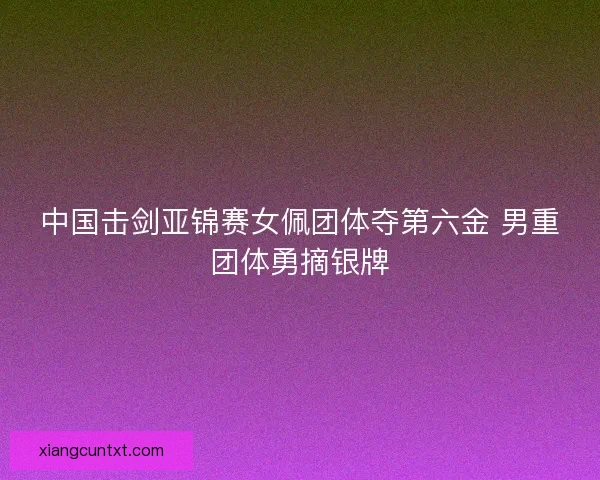中国击剑亚锦赛女佩团体夺第六金 男重团体勇摘银牌