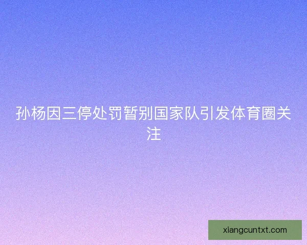 孙杨因三停处罚暂别国家队引发体育圈关注