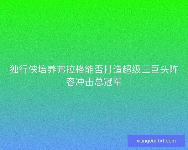 独行侠培养弗拉格能否打造超级三巨头阵容冲击总冠军